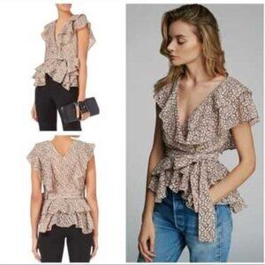Marissa Webb Peplum Lace Top Wrap Tie Size M